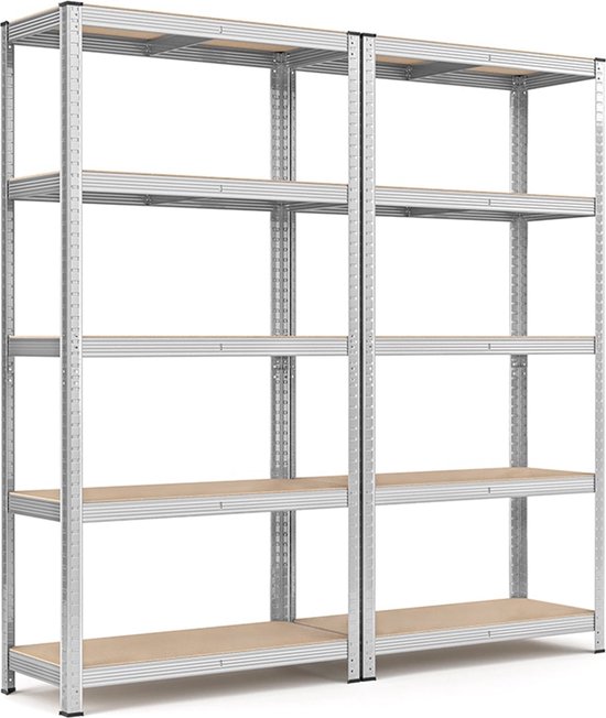 Foto: Rootz 2 delige set opbergrek garage organizer stalen planken roestbestendig verstelbare hoogte 180 cm x 90 cm x 40 cm