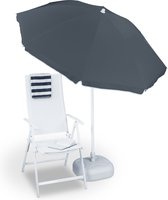 Bol.com parasol - Ø180 cm - in hoogte verstelbaar - kantelbaar - polyester - staal - grijs aanbieding