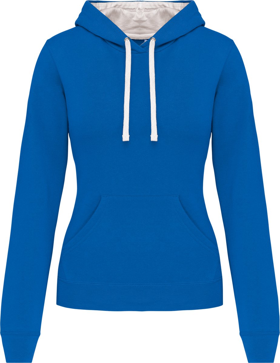 Kariban Damessweater met capuchon in contrasterende kleur K465 - Light Royal Blue / White - XS