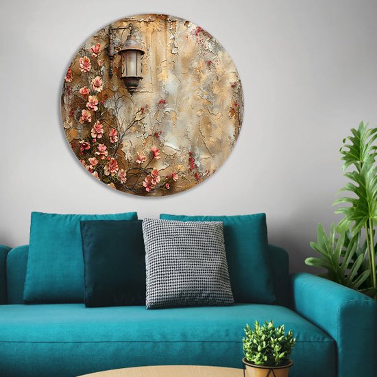 Panneau mural Fleurs - Décoration murale nature ronde - Décoration murale ronde Lampe - Décoration murale moderne - Tableau - Décoration murale salon mur cercle forex 60x60 cm