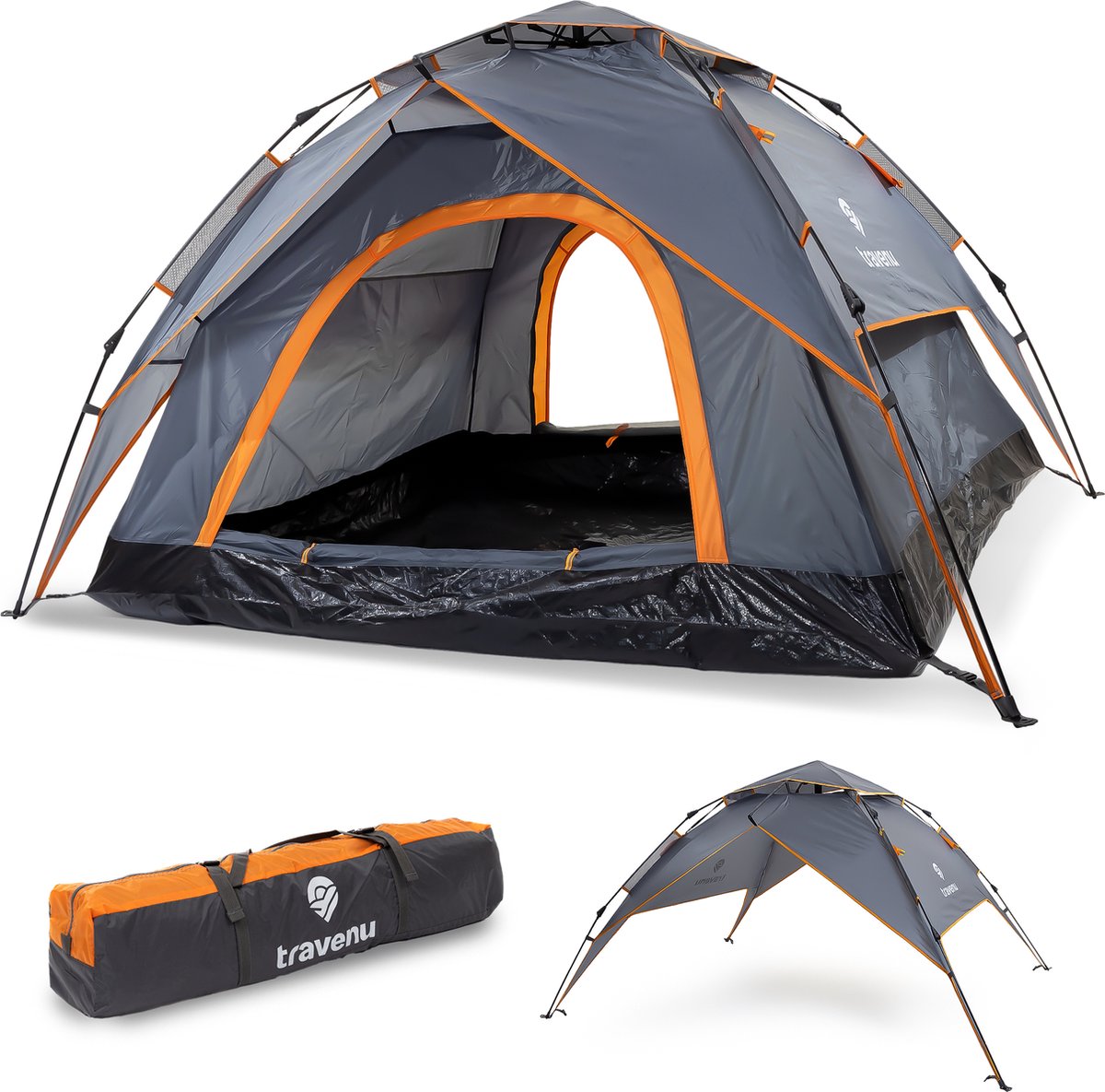 Bol.com Travenu Pop Up Camping Tent - Waterdicht en Ventilerend Muggengaas - Automatische Koepeltent - Kampeertent voor 2 Person... aanbieding