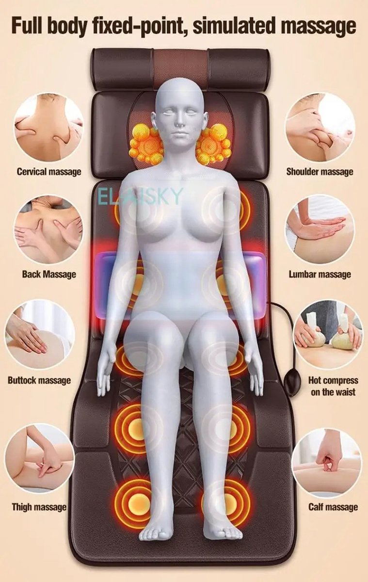 Deze informatie volgt later. Amalee Massage matras Elektrische Vibrerende Verwarming Infrarood Massagekussen Voor Nek Rug Voet Goed voor pijn en stress Ontspannen