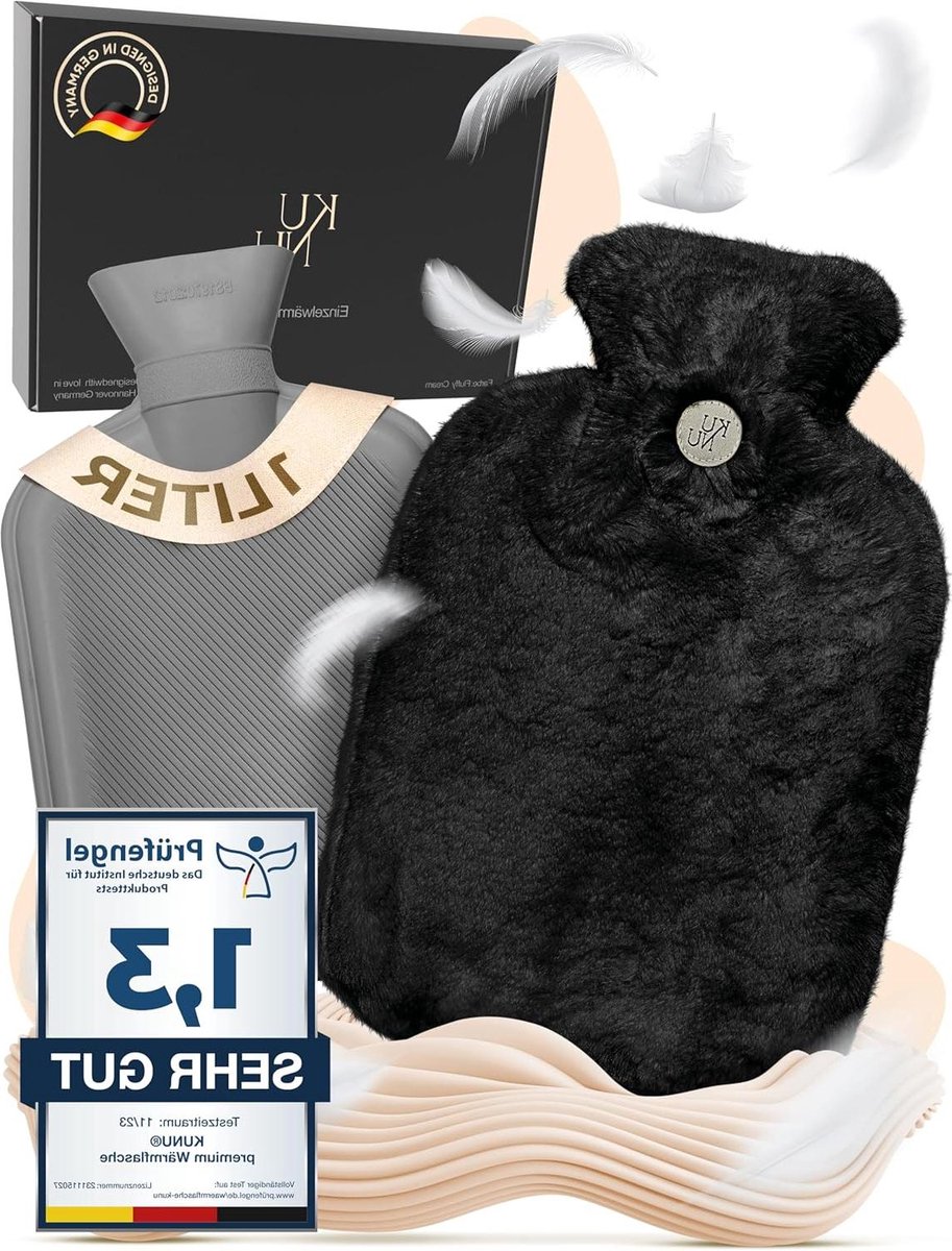 Bol.com De bijzondere warmwaterkruik - 1 l - inclusief geschenkverpakking - pluizig en lekvrij - voor volwassenen en kinderen - ... aanbieding