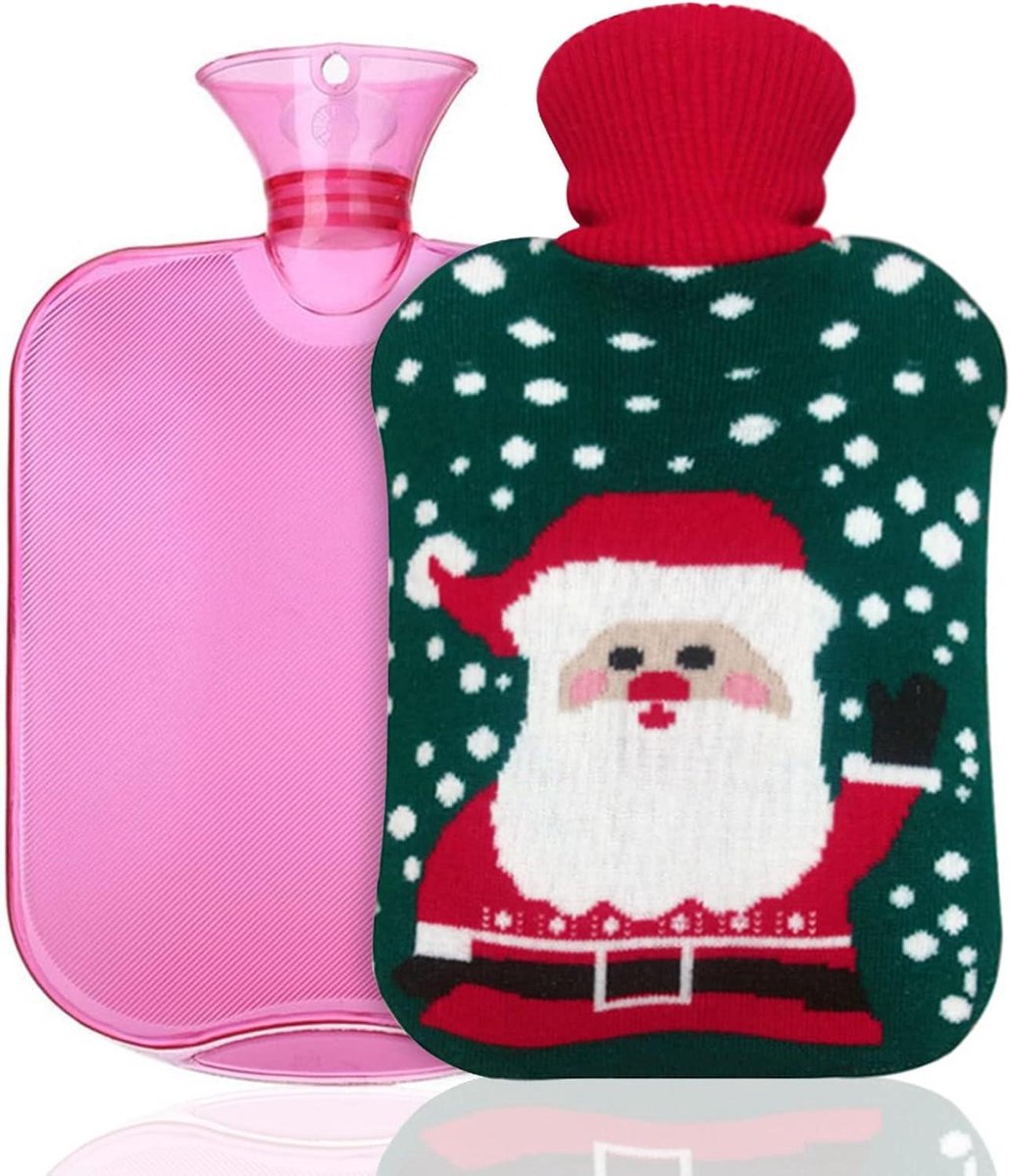 Bol.com Gebreide overtrek warmwaterkruik - kerstmotief - veilig en duurzaam - wasbaar - 2 liter - perfect kerstcadeau aanbieding