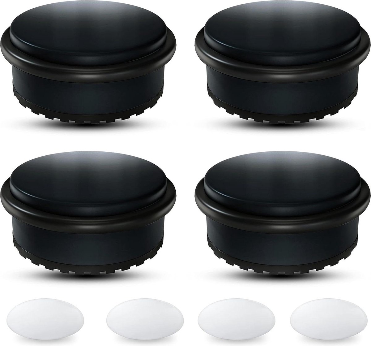 Stainless Steel Door Stopper Black 4 Pieces - Heavy Duty Floor Stopper - No Drilling - 1.1 kg - 10 x 4.5 cm