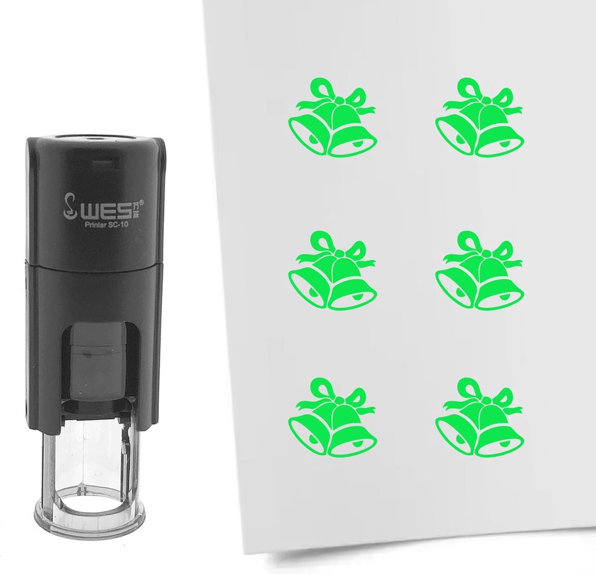 CombiCraft Stempel kerstklok 10mm rond groene inkt per 1 stuk