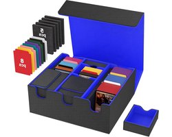 Pokemon opbergdoos mtg 2200+ verzamel 8 kleurrijke verdelertabs 5 sponspads opslag voor magische spel bevat 5 commander deck box (zwart & .
