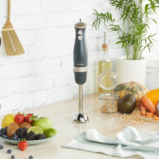 Hand Blender Stainless Steel Rod Blade Electric Stick Blender - 2 Speeds Detachable Compact Immersion Blender For Soups Smoothies - Baby Food 600 W Grey Gold — afbeelding 3