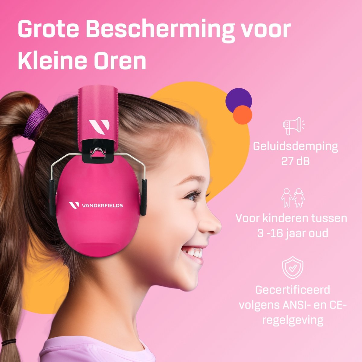 Gehoorbescherming Kind - Gehoorbeschermers Oorkappen Kinderen - 27dB - 3-16 jaar - Roze - V-Zilla – foto 2