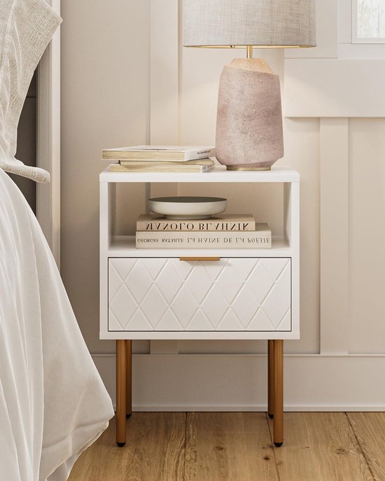 KIZQYN Nachtkastjes Nachtkastje Dubbele Lade Moderne Kleine Kast Eenvoudige Kleine Nachtkastje Opbergkast Thuis Slaapkamer Nachtkastje Met Metalen Poten Nachtkastje Bank Bijzettafel Color C