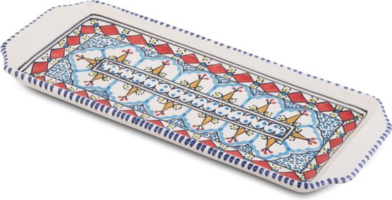 Bol à gâteau Mehari bol de service fait main 35 x 14 cm rouge et blanc | CP.ME.30 | Plats & Déco