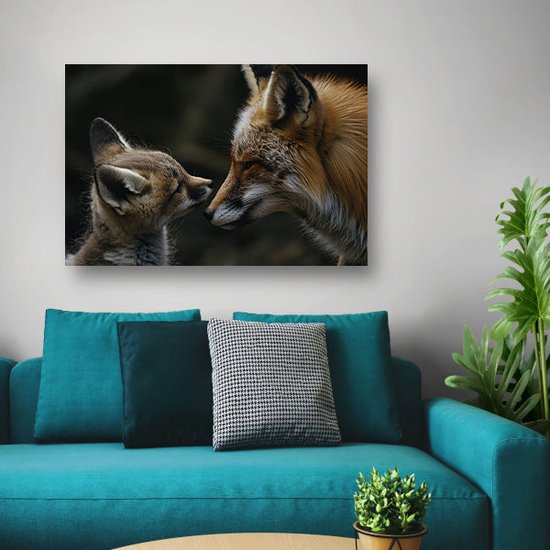 décoration murale renard - portrait animalier - Peintures toile bébé renard - Décoration murale rurale - Tableau toile salon - Décoration chambre toile 60x40 cm