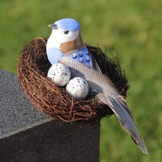 Nid D'Oiseau Artificiel Avec Œufs En Rotin - Décoration Pâques Jardin Maison