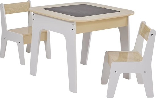 HOMCOM Kindertafel en stoelset met whiteboard - bureau voor kinderen