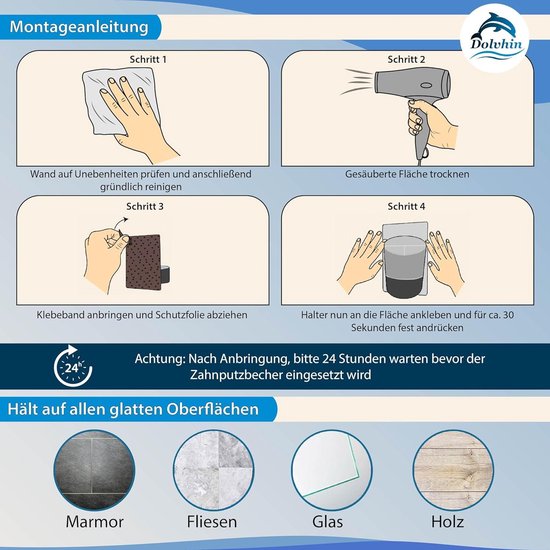 Dailyart Toiletborstel, toiletborstel wc-borstelhouder, wc-garnituur, wc-borstel zonder boren, wc-borstelhouder met houder voor wandmontage, incl. reserveborstel, roestvrij staal glas