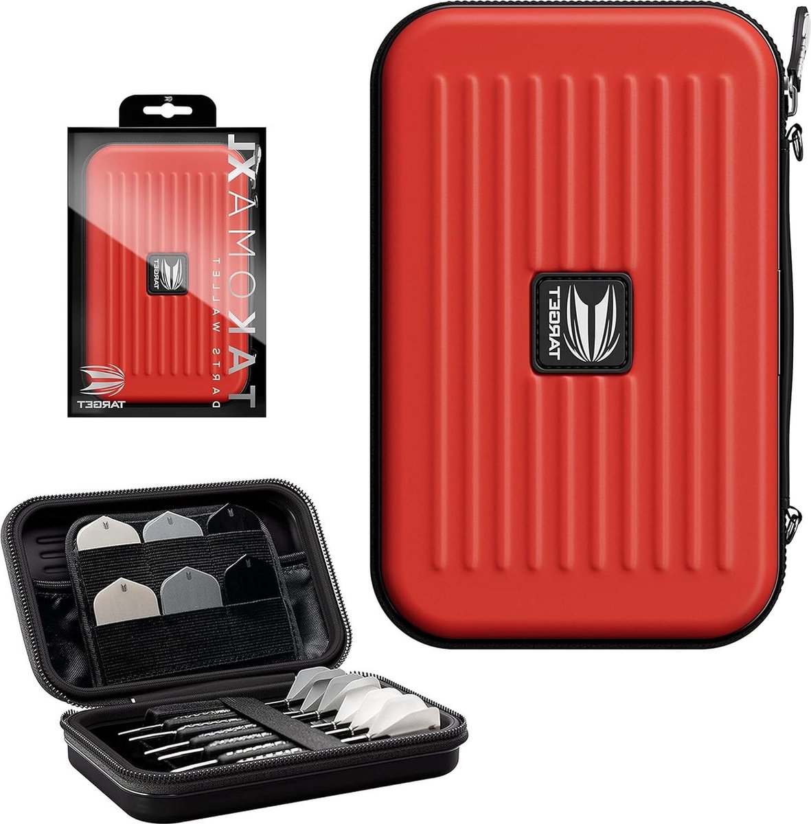 Takoma XL Darts Wallet Rood - Darts Case voor 6 Darts - Beschermende EVA Darthouder - Dubbele Ritssluiting - Binnenzakjes - Professionele Darts Accessoires