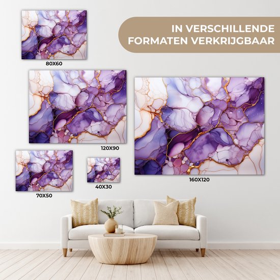 Peinture sur toile 120x90 cm - Marbre lilas violet - Accessoires de décoration de chambre - Peintures salon - Décoration murale chambre - Décoration murale cuisine - Toile murale intérieur - Décoration maison - Tableau abstrait