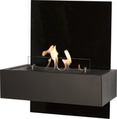 Bol.com Xaralyn Quero bio-ethanol wandhaard Glas - Zwarte wandhaard met zwart glazen achterwand - 2 KW verwarming aanbieding