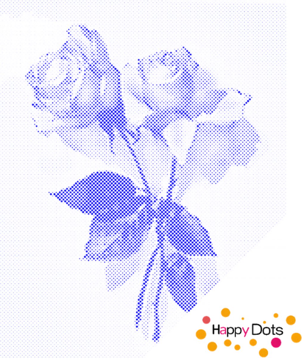 HappyDots DOT Painting Rozen 30x40cm - Stippelschilderij Blauw