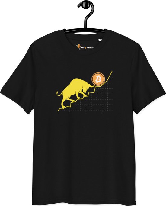 Foto: Bitcoin t shirt bullish unisex 100 biologisch katoen kleur zwart maat s bitcoin cadeau crypto cadeau bitcoin t shirt crypto t shirt bitcoin shirt bitcoin merchandise bitcoin kleding