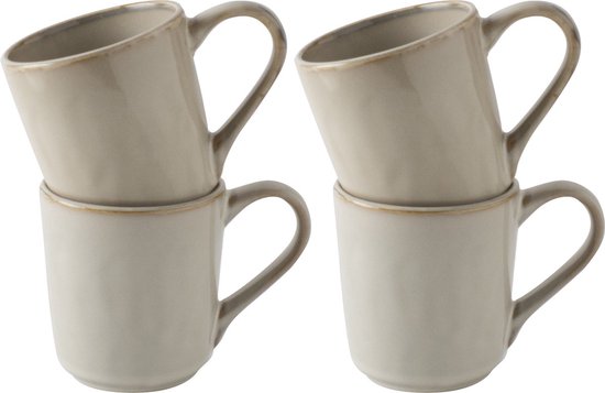 Foto: Dutch rose organic mok mokken set van 4 theemok koffiemok stoneware handgemaakt creme 25 cl