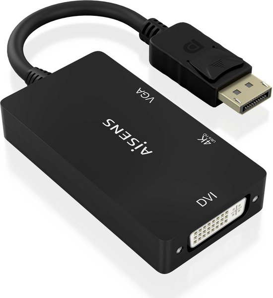 Câble adaptateur vidéo AISENS A125-0861 0 m DisplayPort VGA + HDMI + DVI Zwart