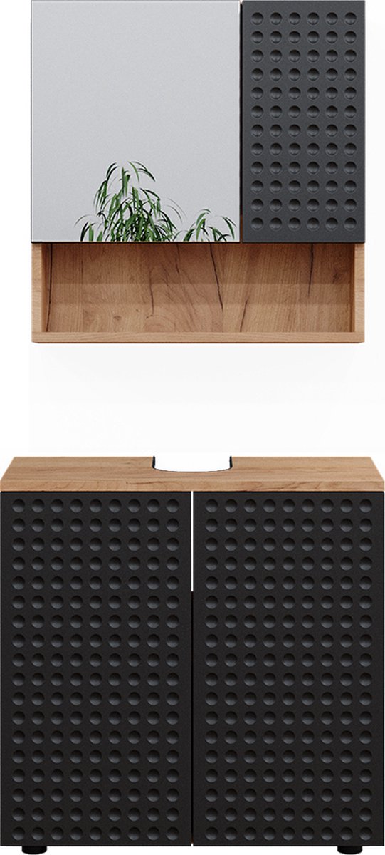 Vicco Badmöbel-Set Irma Goldkraft Eiche/Grün 3 Teile Unterschrank 60 cm kaufen bei