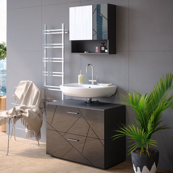 Ensemble de meubles de salle de bain Luna, 5 pièces, Blanc, Vicco