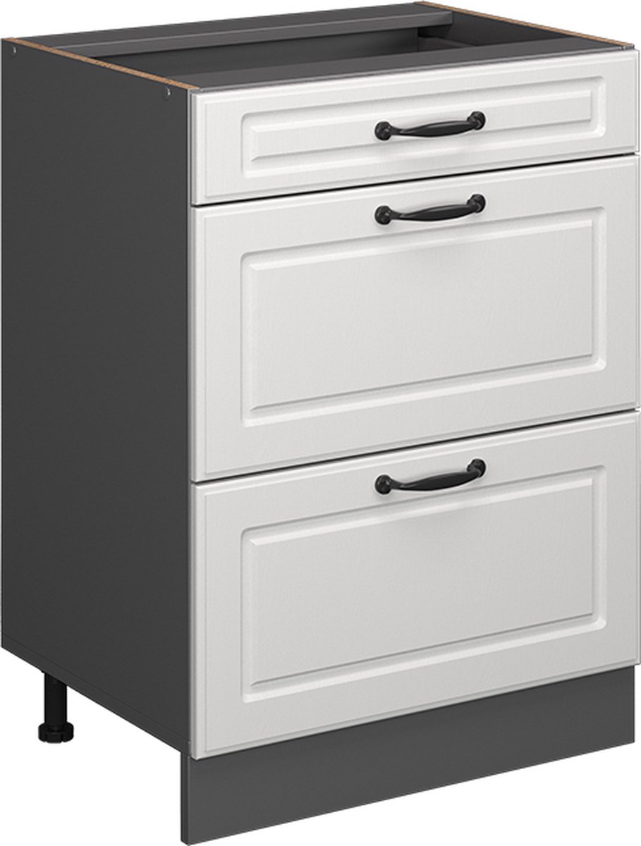 Vicco R-Line Keukenonderkast – 60 cm met laden, WB Antraciet Wit Landhuis