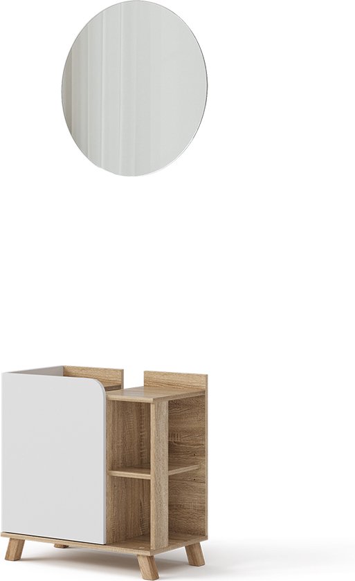 Vicco - Meuble vasque simple Karen, Sonoma/blanc, 80x65cm avec 2 portes à partir de 106,90 € (avril 2026