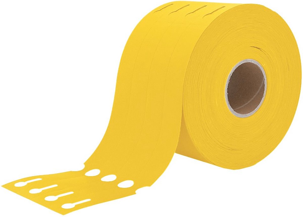 CombiCraft Sleufetiketten Geel 250x25mm voor Thermo Transfer Printers - Rol van 1500 stuks