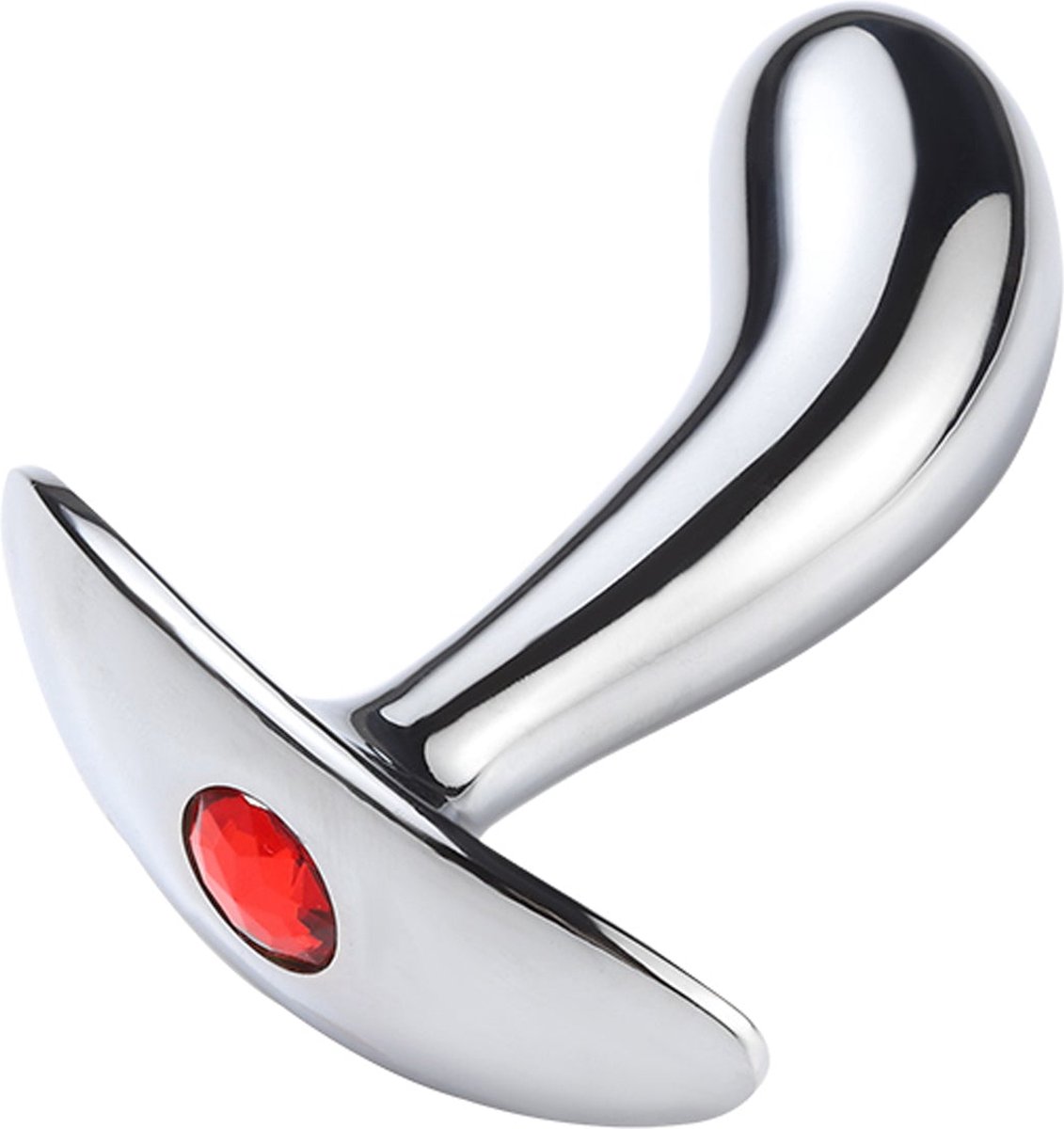 Goedkoopste Fixxx - Metalen Prostaat Plug met Rood Strass Steentje - Aluminium - Zilver - Diameter 23 mm