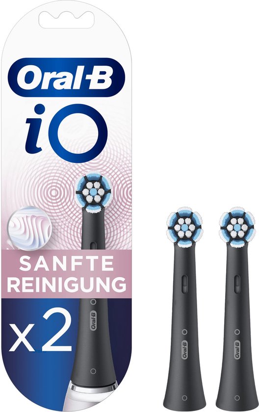 Oral-B iO Gentle Care Zwarte Opzetborstels voor Tandenborstel - 2 Stuks - Zachte Reiniging voor Gevoelige Tanden en Tandvlees