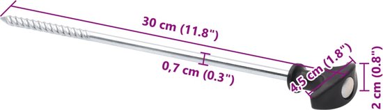 vidaXL - Tentharingen - 12 - st - Ø7 - mm - 30 - cm - gegalvaniseerd - staal van Merkloos — afbeelding 5