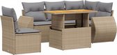 vidaXL - 6-delige - Loungeset - met - kussens - poly - rattan - beige