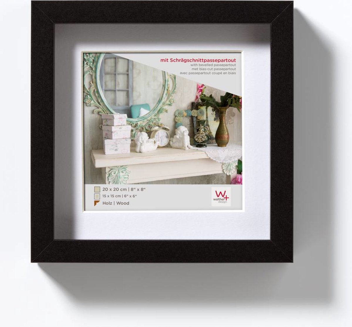 Walther Stockholm - MDF Houten lijst - Fotoformaat 20x20 cm - Zwart