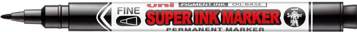 Uni Zwarte Super Ink Permanente Marker - Fijne punt met 0.9mm schrijfbreedte