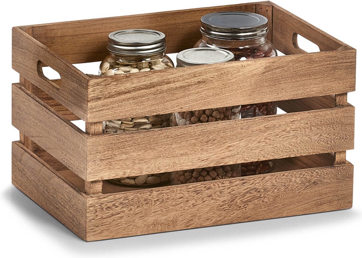 Zeller Houten kratjes stapelbaar - 39 x 29 x 21 cm (L) - Stapelbaar