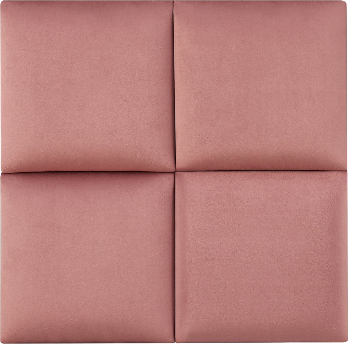 Gestoffeerde wandpanelen Carpino set van 4 fluweel 30x30 cm roze [neu.haus]