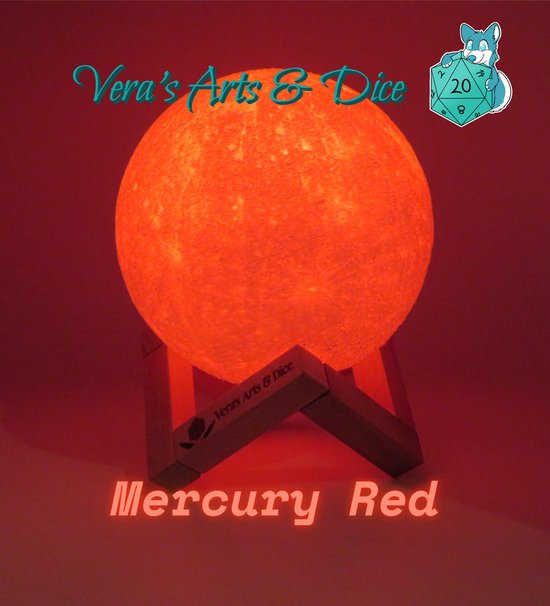 Mercurius Lamp - Vera's Arts & Dice - 16 Verschillende Kleuren - Planeet Lampen - LED Lamp - Oplaadbaar Dimbaar Stroboscoop Effect Mogelijk Aanraak Gevoelig Afstandsbediening - 3D Print Handmade - Lampen Sfeerverlichting - Slaapkamer Woonkamer van Merkloos — afbeelding 5