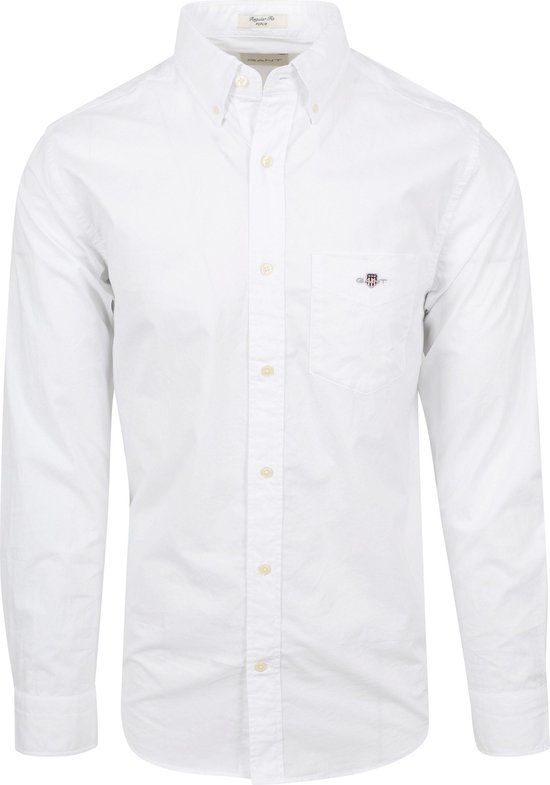Gant - Casual Overhemd Poplin Wit - Heren - Maat 3XL - Regular-fit