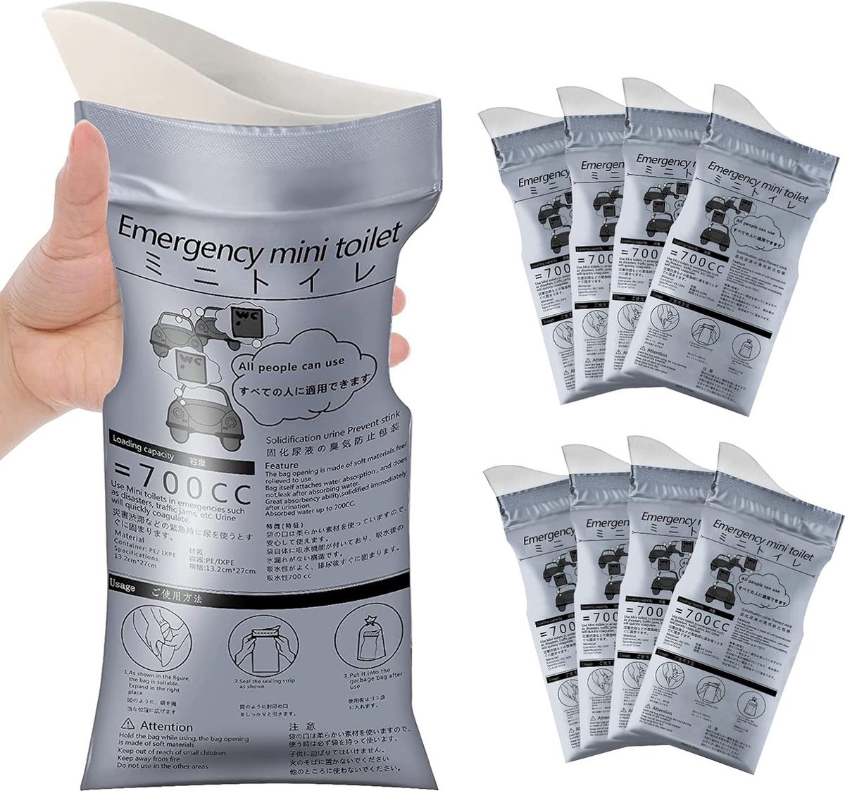 Goedkoopste NatuurNook® - 8 Stuks - Draagbaar Toilet- Noodtoilet - 700 ML -Plaszakken voor Noodgevallen -Plastuit - Draagbare Urinezak- Draagbaar Nood WC - Wegwerp Urinezakken - Voor Noodgevallen, Camping, Reizen - Uniseks Plaszak