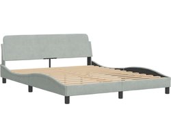 vidaXL - Bed - met - matras - "Dover" - fluweel - lichtgrijs - 160x200 - cm