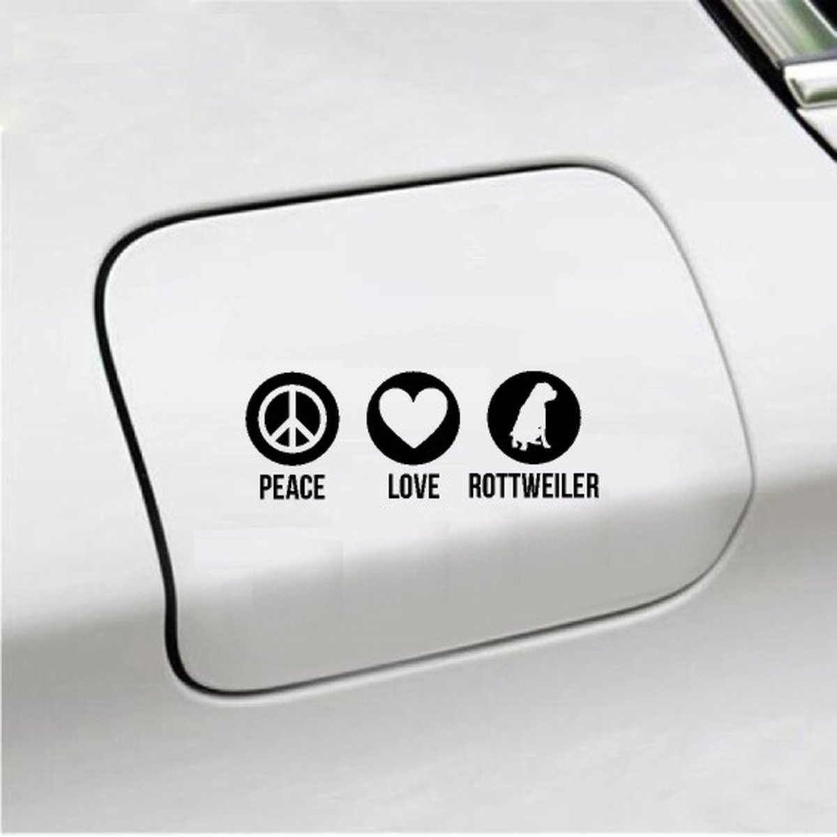 Bumpersticker - Peace Love Rottweiler- 20x9.3 - Zwart