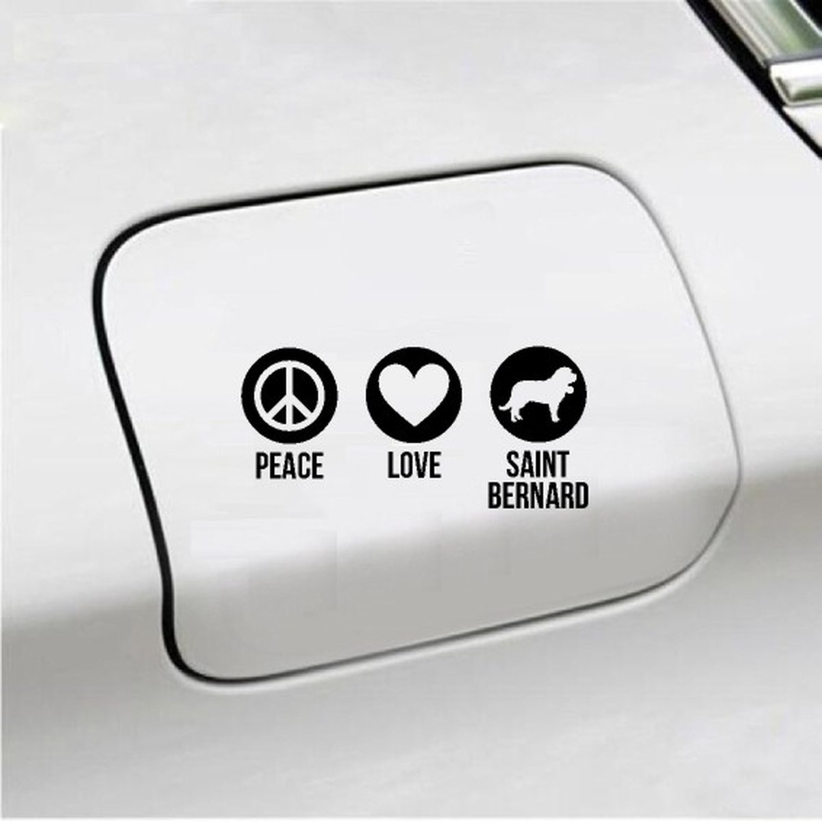 Bumpersticker - Peace Love Saint Berhard - 20x9.3 - Zwart