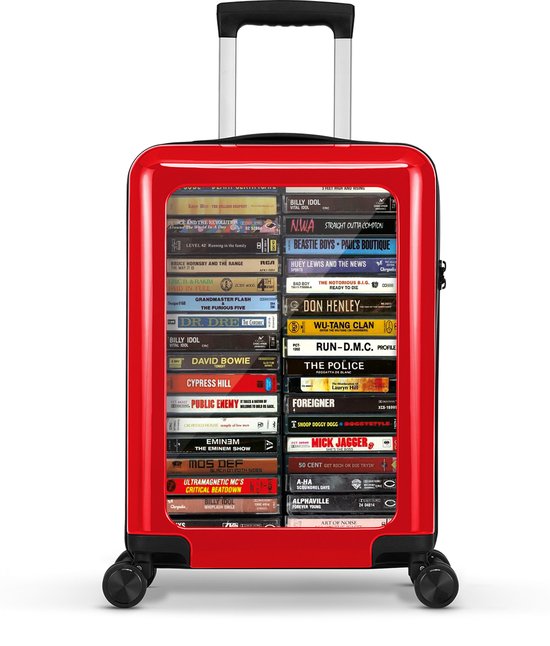 Stickercase - Handbagage koffer - Lichtgewicht Trolley 55cm - Met Retro Rewind print - Rood