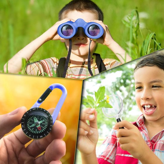 Promora Verrekijker Voor Kinderen, Sterke Vergroting, 8 X 21 Uitgebreide Set Inclusief Vergrootglas En Kompas Speelgoed Voor Jongens En Meisjes Van 4 5 6 7 8 Jaar Oud Perfect Geschenk Voor Kerstmis