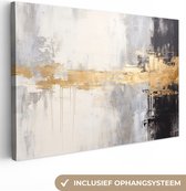 Canvas schilderij abstract150x100 cm - Slaapkamer decoratie volwassenen - Muurdecoratie canvasdoek woonkamer - Muurdoek keuken - Foto op canvas - Keukenschilderij woondecoratie goud - Keukeninrichting - Home deco room - Wanddeco schilderijen