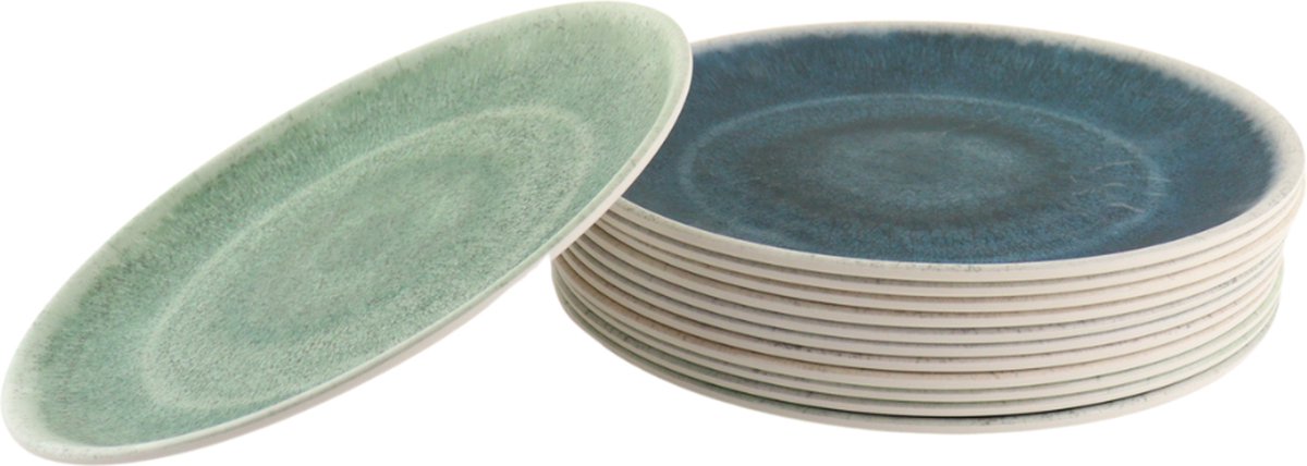HIXA Melamine Borden Dinerborden 23cm Set van 12 Stuks Campingservies PINE