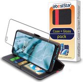 ebestStar - Hoes voor OnePlus Nord, Wallet Etui, Book case hoesje, Zwart, Rood + Gehard Glas
